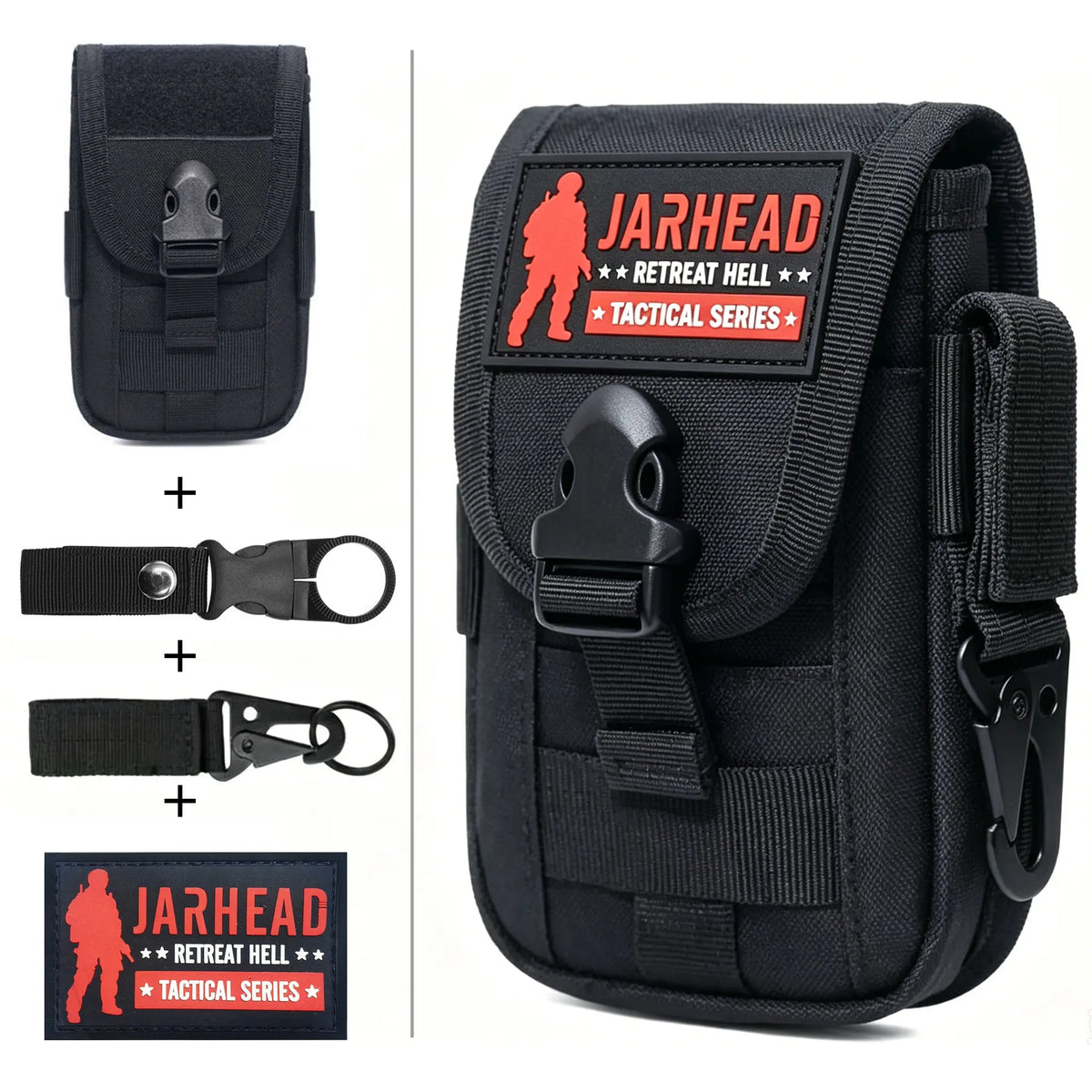 Multi Functional Tactical Sports Running Waist Bag Phone Bag Vertical Double-Layer Molle Accessory Bag Set For Hiking Hunting