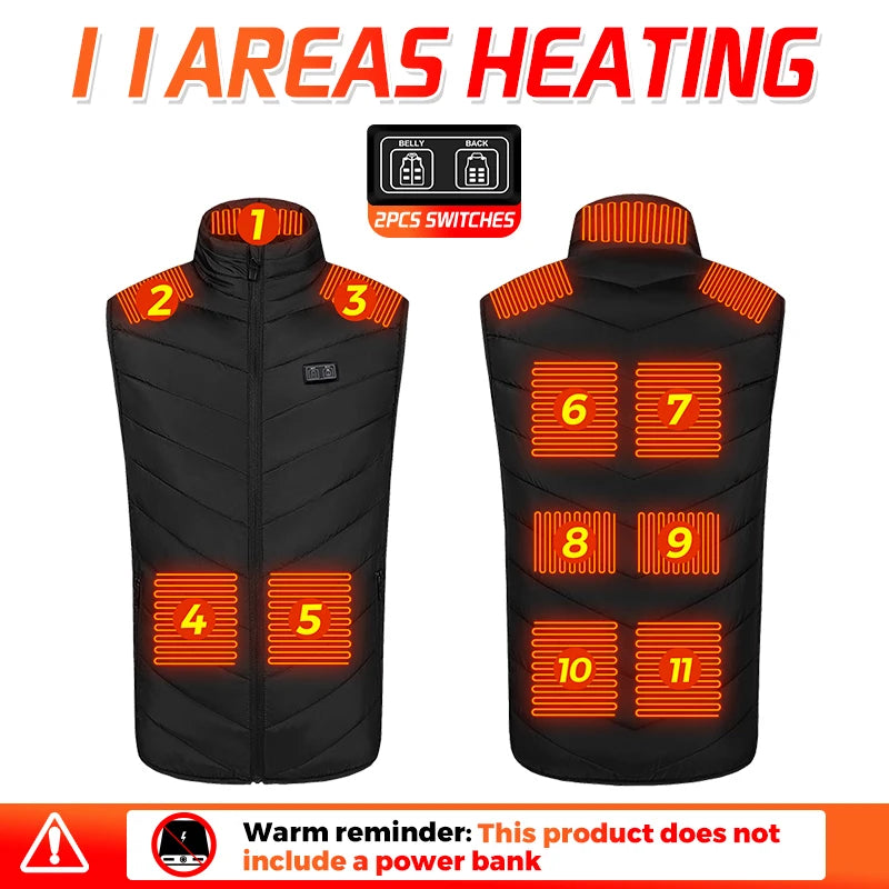 21 Heated Vest Zones Electric Heated Jackets Oversized USB Electric Jacket Men Women Winter Warm Coat For Hiking Outdoor Camping