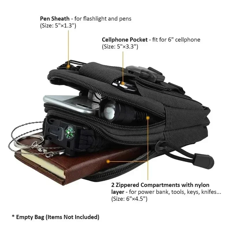 1Pcs Men's Belt Bag Outdoor Waist Bag Bag Waterproof Camo Sports Hunting Accessories Molle Nylon Cell Phone Storage Waist Pack