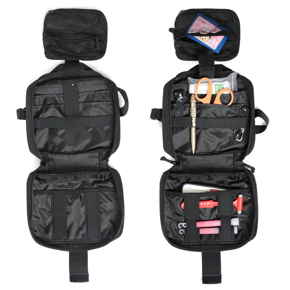 Everyday Carry Survival Bag Lightweight Waist Bag Red Cross Patch Magic Tape for Sports Survival/Camping/Hiking/Hunting