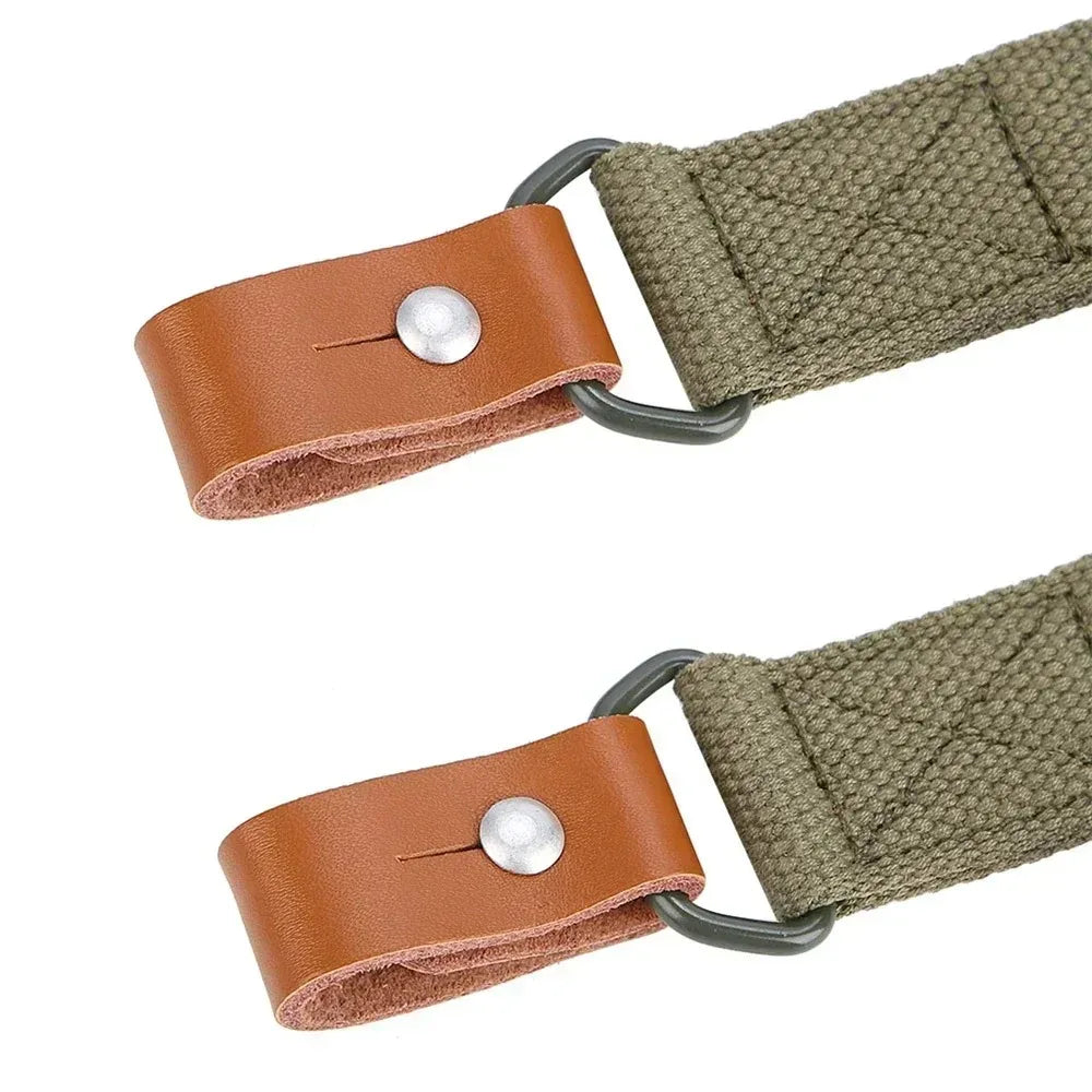 Original Leather Two Point Gun Sling, Adjustable AK Rifle Strap for Airsoft Hunting Shooting Outdoor Survival Camping Hunt Gear