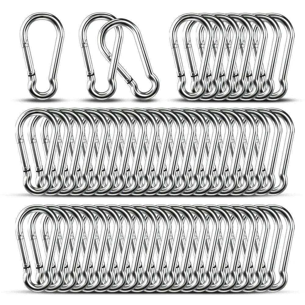 10PCS Heavy Duty Carabiner Clips 200LBS Galvanized Iron Spring Snap Hooks Metal Clips for Rope Chain Keys Rings Ideal for Campin