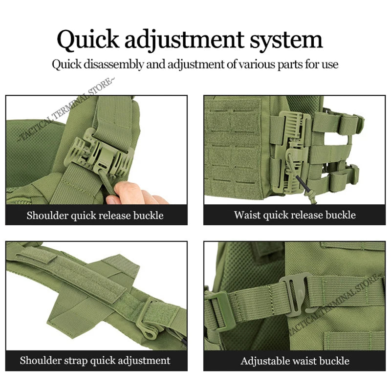 Plate Carrier Tactical Vest Comfortable Quick Release On/Off Hunting Cummerbund Fast Adjust Multi-size Airsoft Molle Gear
