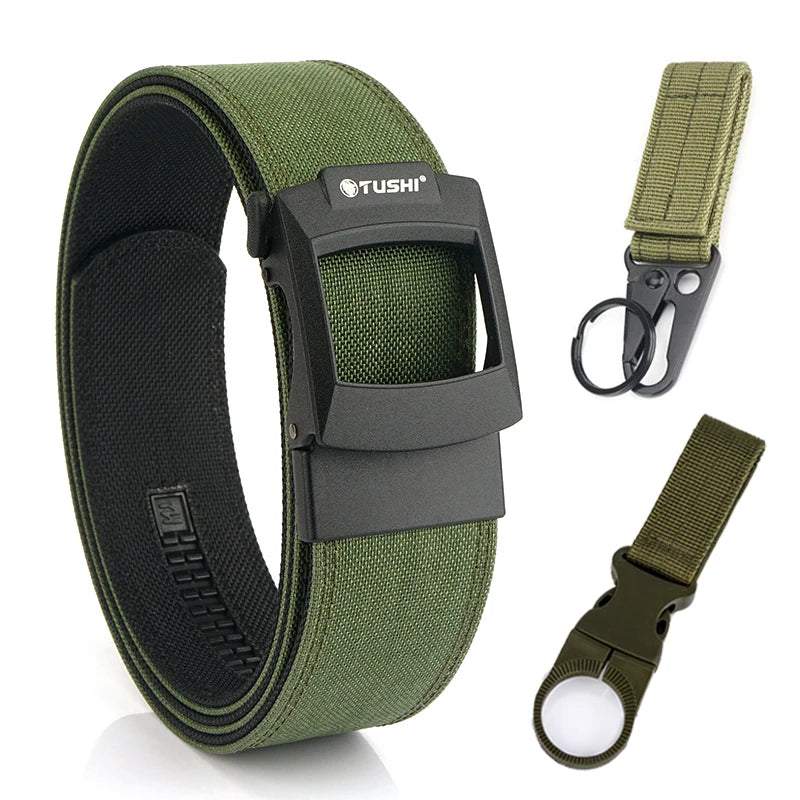 HSSEE 4.3cm Military Tactical Belt for Men Metal Automatic Buckle Thick Nylon Outdoor Hunting IPSC Gun Belt Casual Girdle Male