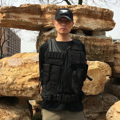 Police Military Tactical Vest Body Armor Sports Wear Multicam Camo Molle Assault Airsoft Paintball Carrier Strike Vest Holster