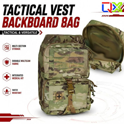 QX Tactical Vest Backboard Bag Detachable MOLLE Zip-On Panel Utility Pouch for Plate Carrier Airsoft