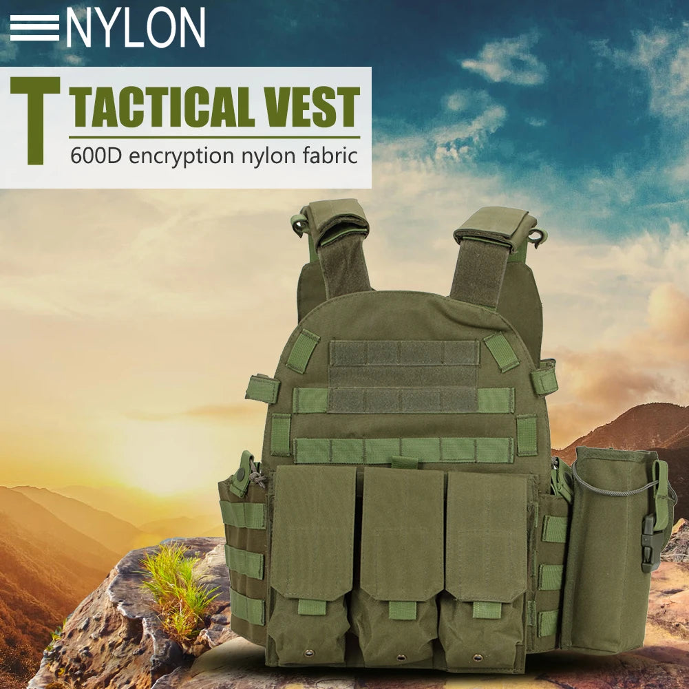 Nylon Tactical Vest Body Armor Hunting Camouflage Plate Carrier Vest Combat MOLLE Army Vest Outdoor Camping Equipment