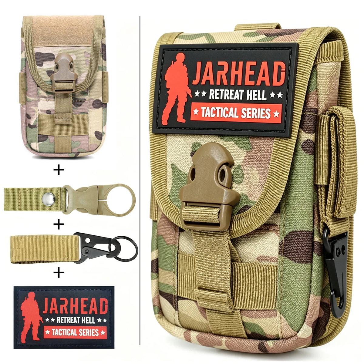 Multi Functional Tactical Sports Running Waist Bag Phone Bag Vertical Double-Layer Molle Accessory Bag Set For Hiking Hunting