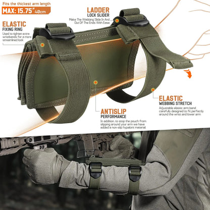 Map Case Tactical Arm Sleeve QB Wristband Tactical Armband Pouch Military Card Holder for Shooting Rescue Field Measurement