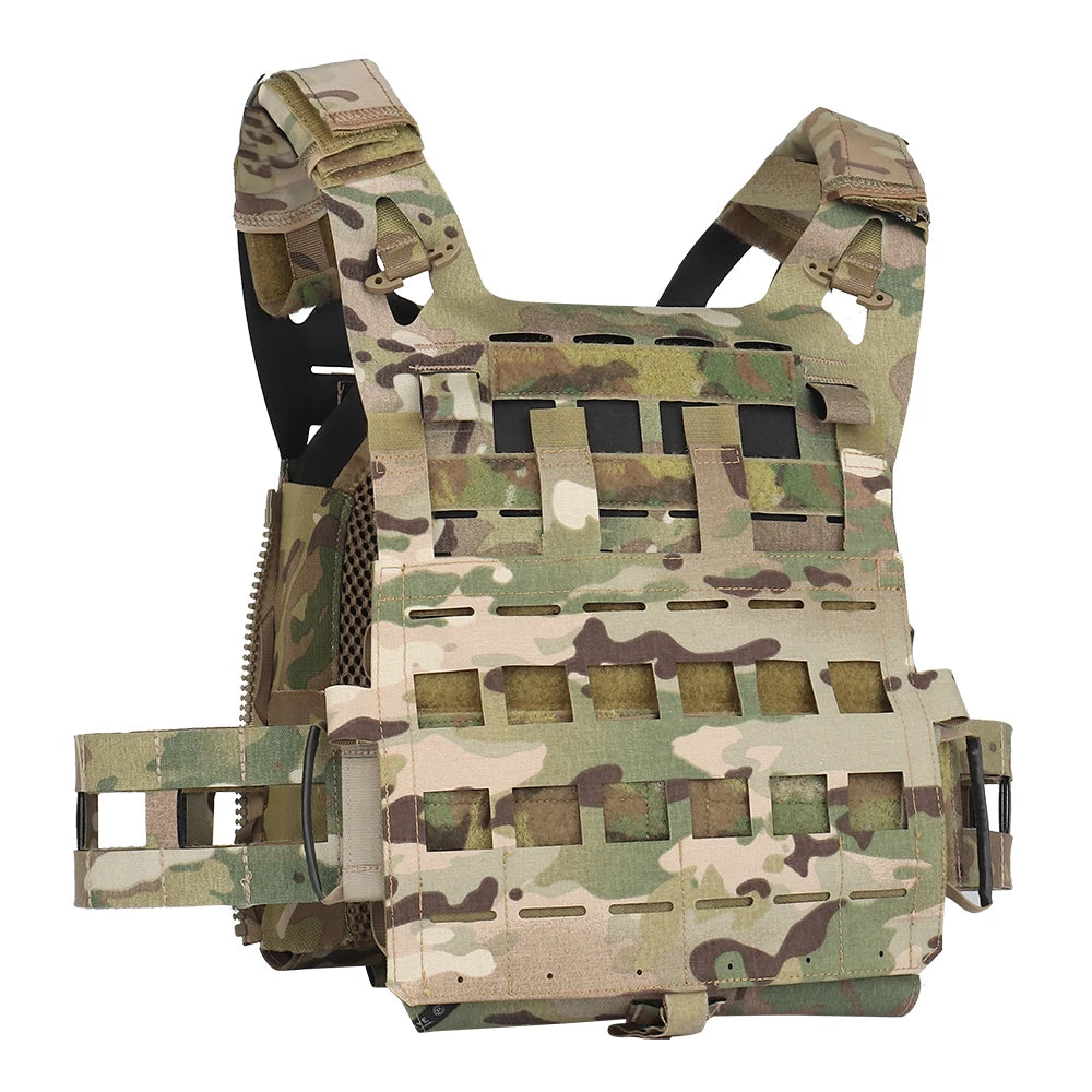 Wosport SPC Plate Carrier Lightweight MOLLE Vest Laser Cut Quick Release Shoulder Buckle Hook-and-Loop Rear Zipper for Airsoft