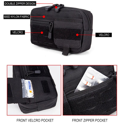 Tactical MOLLE EDC Pouch 600D Utility Nylon Water Resistant Admin Bag Organizer for Outdoor Hiking Camping Hunting Sports
