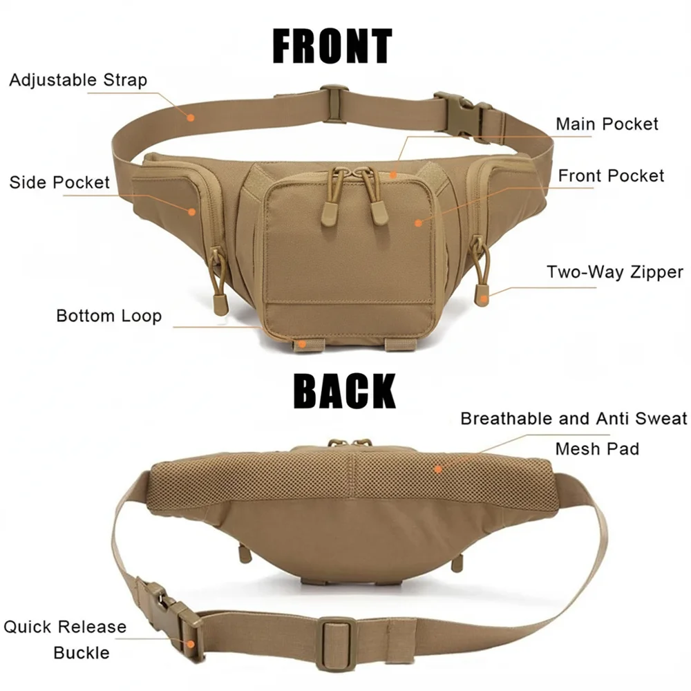 Tactical Pistol Gun Storage Bag Waist Fanny Pack Concealed Carry Anti-Theft Hidden Gun Holster Bag EDC Tool Pouch for Hunting