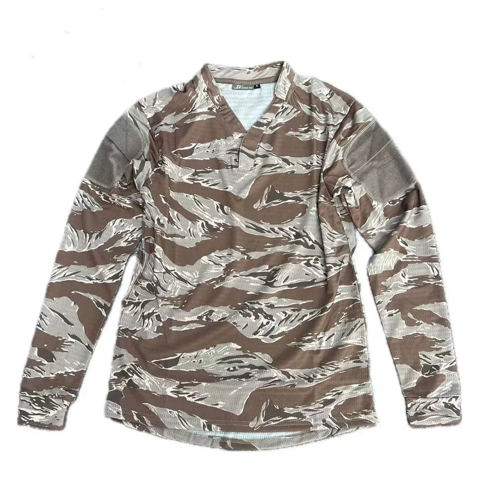 Tactical  Summer Outdoor Quick Dry Tactical Combat T-shirt Short Sleeve V-Neck Training Top for Men