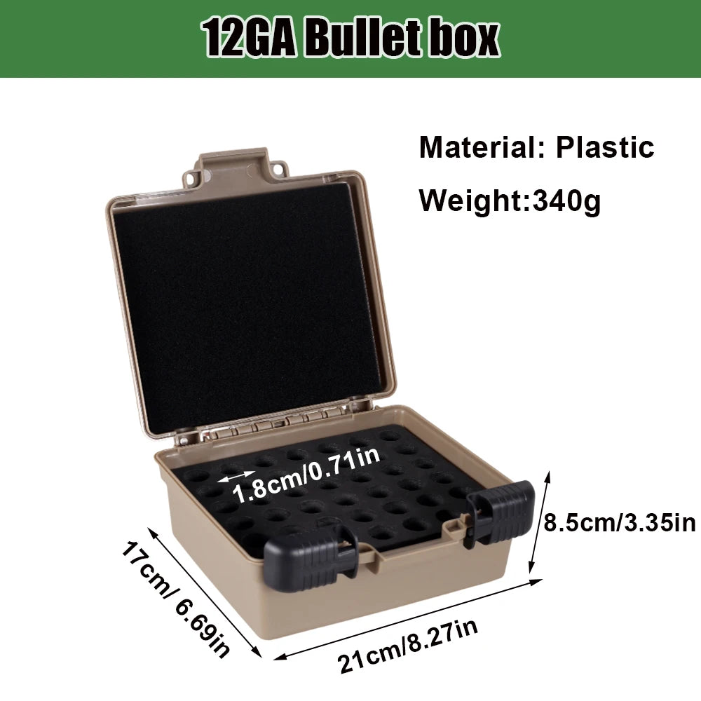 12GA Shutgun Shell Box 42 Rounds Shotshell Case Rifle Ammo Box Hunting Gun Cartridge Case 12 Gauge Bullet Shell Holder Storage