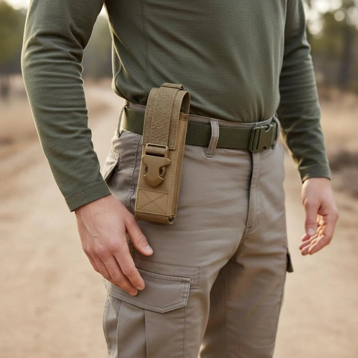 Durable Pouch MOLLE Flashlight Case Nylon Torch Holster Vest Backpack Attach for Outdoor Use