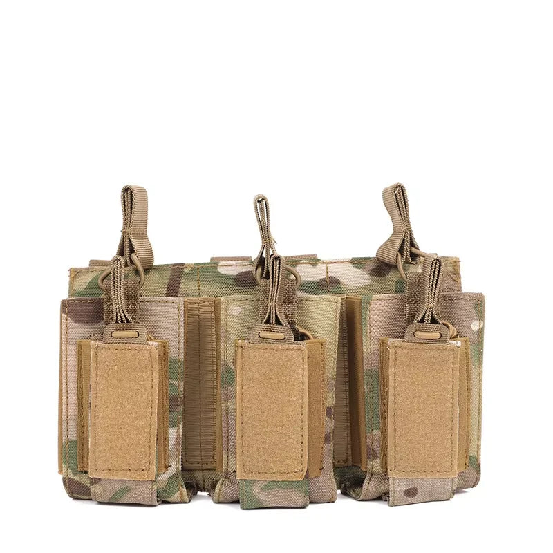 Open Top Triple Mag Pouch MOLLE Tactical Magazine Storage Holder Fit M4 M16 AK Outdoor Hunting Backpack Carry Gear