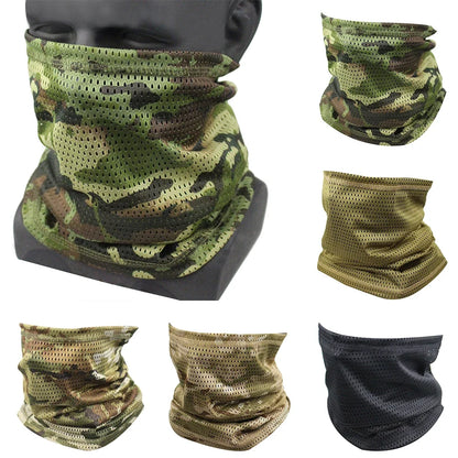 Large Mesh Windproof Neckerchief Camo Mask Neck Gaiter Cover Face Bandana Sun Cool Breathable Cycling Hiking Camping Tube Scarf