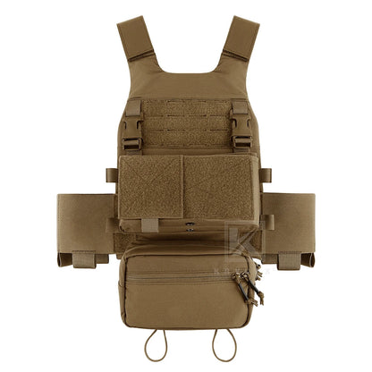 KRYDEX Tactical Men Vest Hunting Low Vis FCS Slickster Plate Carrier with MK3 Chassis Mag Pouch Dump Pouch PaintballGear