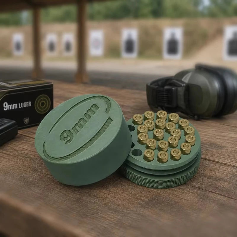 9MM Bullet Storage Box, 25 Rounds of Ammunition Storage Box Storage Box, Portable Screw Lid Design, Small Pocket Size Ideal Gift
