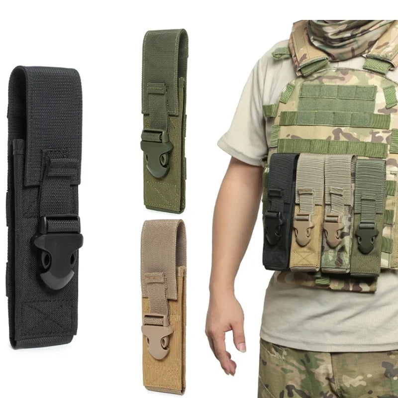 Tactical Molle Flashlight Pouch Torch Holder Case EDC Tool Waist Bag Outdoor Sports Camping Hiking Hunting Light Holster Pouches