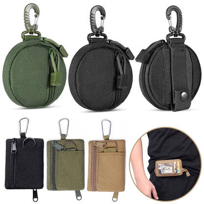 Mini EDC Tool Pouch Keychain Zipper Holder Earphone Key Wallet Coin Purses Utility Outdoor Hiking Hunting Accessories Waist Bag