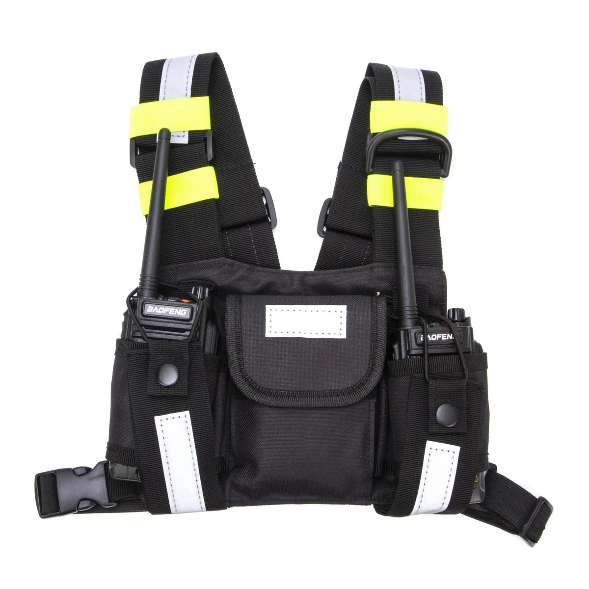 Yellow Reflective Tactical Harness Front Pack Vest Chest Bag Pouch For Walkie Talkie Radio