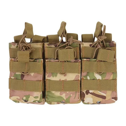 Universal Triple Magazine Pouch - Double-Layer Molle Compatible Ammo Holder for M4/M16, M14, AK, AR Platforms