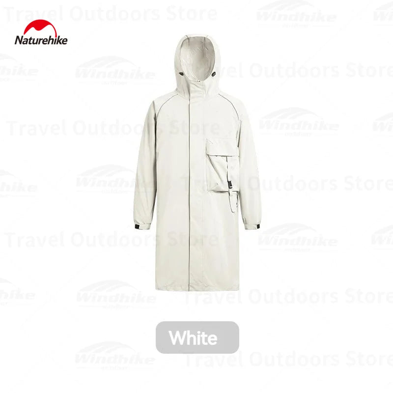 Naturehike Black Raincoat with Reflective Strip Fashion Adult Waterproof Long Raincoat Men Rain Coat Hooded For Outdoor Hiking