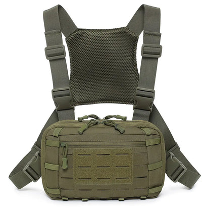 Molle Pistol Bag Tactical EDC Chest Bag with Gun Holster Quick Release Chest Rig Pack Vest Backpack for Camping Hunting