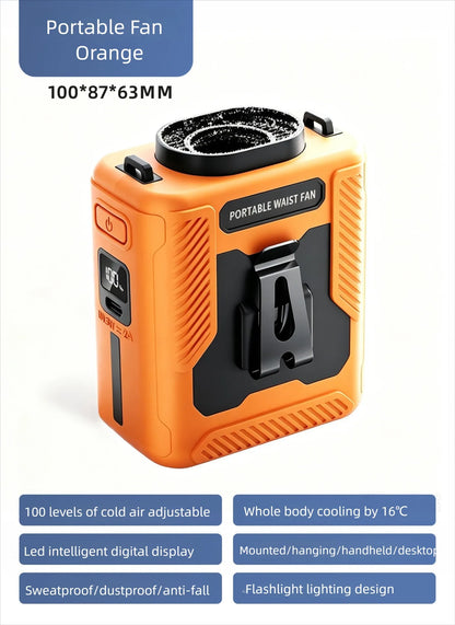 USB Waist & Neck Hanging Cooling Fan Portable Clip Air Cooler Summer Heat Relief Fan for Tactical Outdoor Sports