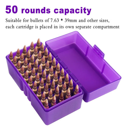 Hunting Bullets Box 7.62x39/.223/9mm 50 Rounds Ammunition Case for Cartridges Storage Ammo Holder Outdoor Shooting Accessories