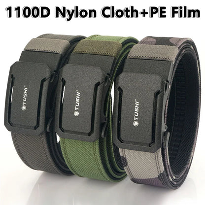 TUSHI New Military Belt for Men Sturdy Nylon Metal Automatic Buckle Police Duty Belt Tactical Outdoor Girdle IPSC Accessories