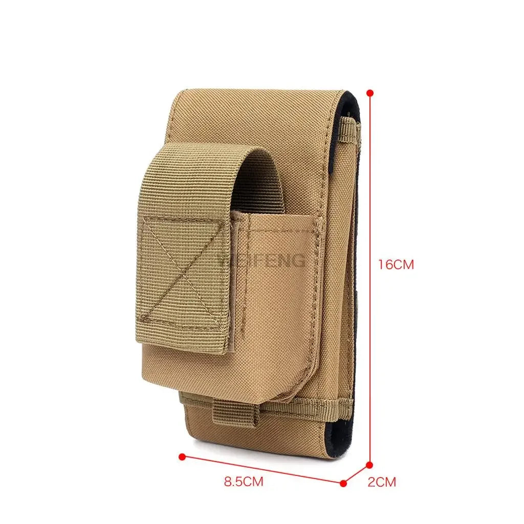 Tactical Molle Phone Pouch with Cigarette Bag 6.5in Smartphone Holder Case Utility EDC Gear Bag Compact Waist Fanny Pack