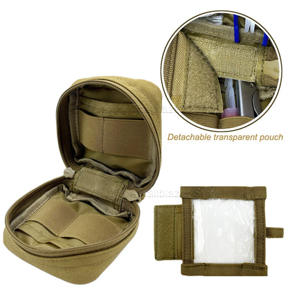 Tactical Small Molle Pouch Mini Utility Bag Removable Clear Pocket EDC Tool Compass Medical Storage Belt Bag Hunting Accessories