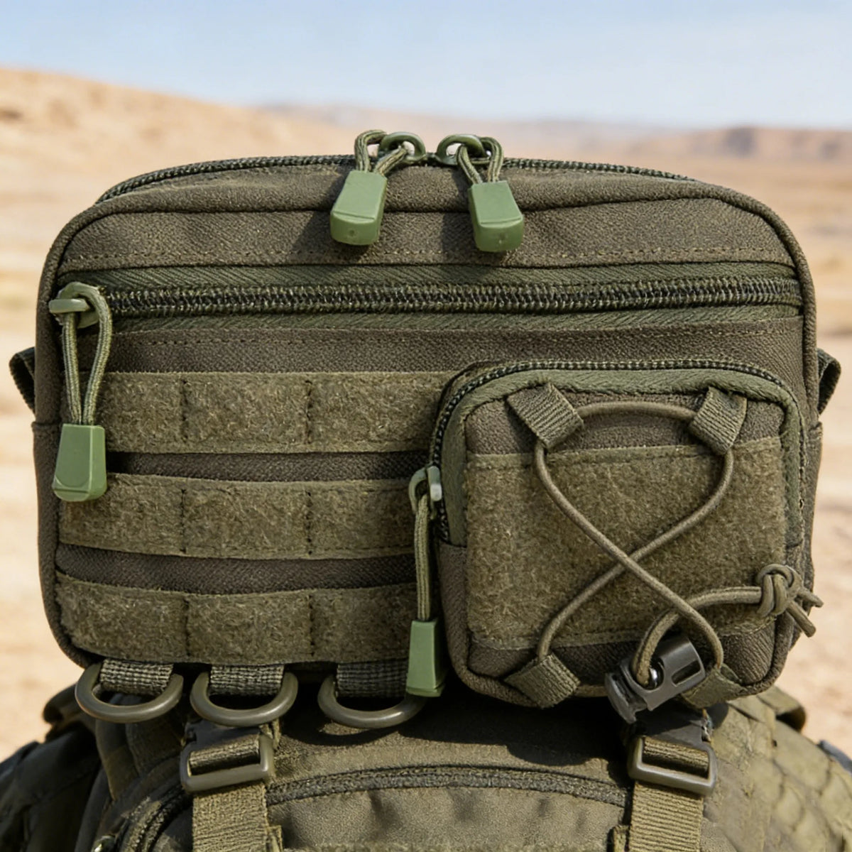 Tactical EDC Molle Waist Bag Utility Belt Pouch with D Ring Patch Panel and Bungee Cord for Hunting Camping Hiking Outdoor Sport
