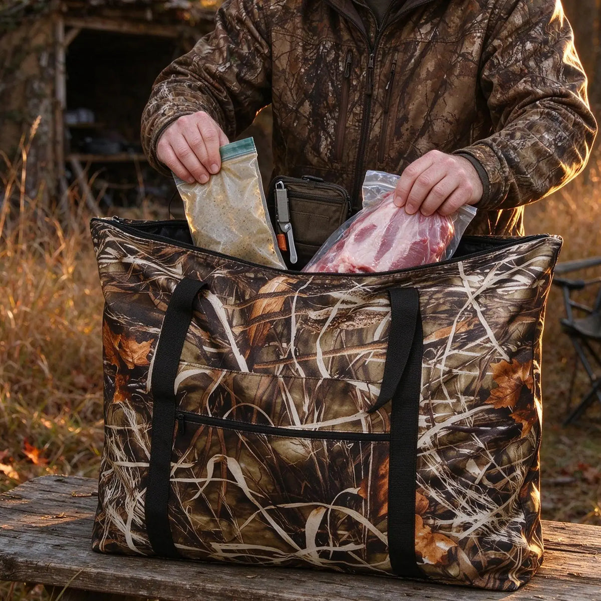 Hunting Bag Waterproof Scent Proof Lock Meat Storage Tote 600D Oxford Cloth Hunting Game Bag With Handles For Men Outdoor Field