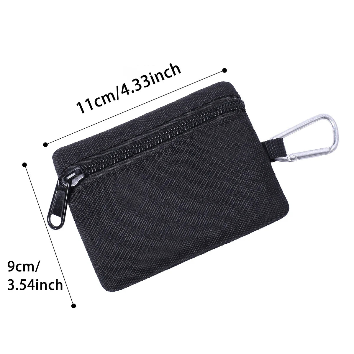 Mini Tactical Pouch EDC Organizer Bag 600D Nylon Coin Purse Key Card Holder with Carabiner for Camping Hiking Outdoor Daily Use
