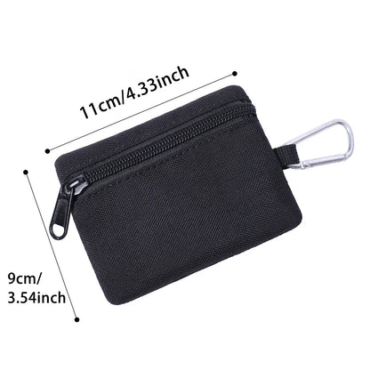 Mini Tactical Pouch EDC Organizer Bag 600D Nylon Coin Purse Key Card Holder with Carabiner for Camping Hiking Outdoor Daily Use