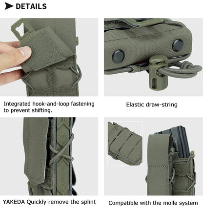 Yakeda Nylon Tactical Single Quick Elastic Mag Pouch Molle Magazine Holder Tactical Plate Carrier Quick-draw Shooting Mag Pouch