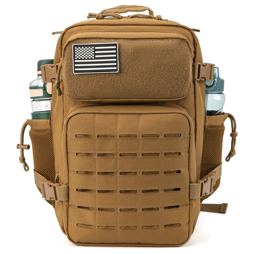 25L GYM Tactical Backpacks for Men Survival Laser Cut Molle Daypack Small Bug Out Bag Hunting Rucksack with Dual Cup Holders