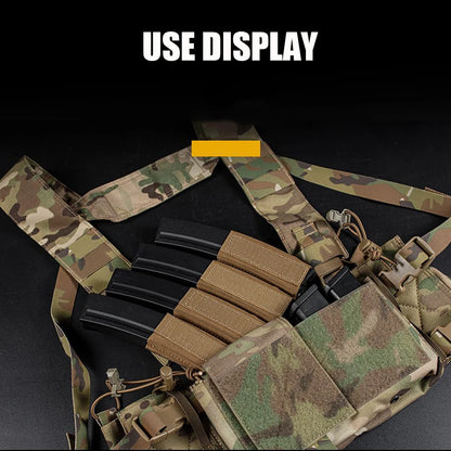 MK Tactical Chest Rig Accessories MP5 MP7 Quadruple Magazine Insert Pouch Militar Hunting Vest Built-in Elastic Magazine Holder