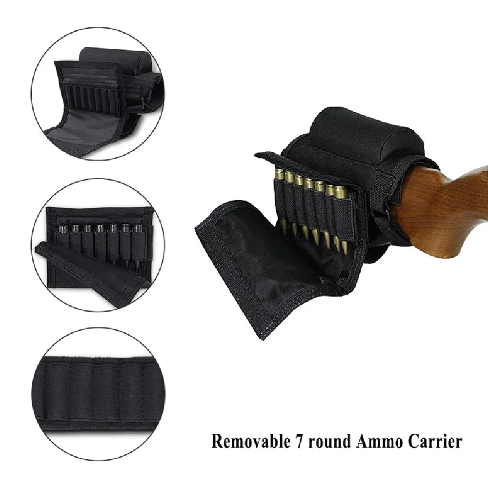 Rifle Buttstock Cheek Rest Riser Pad Shell Pouch Hunting Accessories Rifle Stock Bullet Ammo Cartridges Holder Carrier Bag