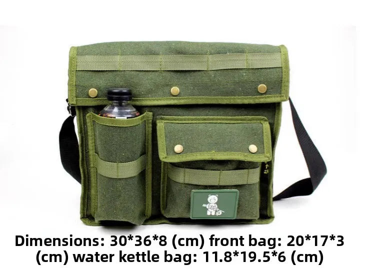 Canvas Shoulder Bag for Folding Stool,Canvas Crossbody Bag with MOLLE System,Water Bottle Pocket Outdoor Storage Sling Bag