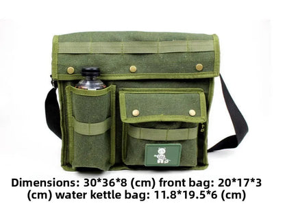 Canvas Shoulder Bag for Folding Stool,Canvas Crossbody Bag with MOLLE System,Water Bottle Pocket Outdoor Storage Sling Bag
