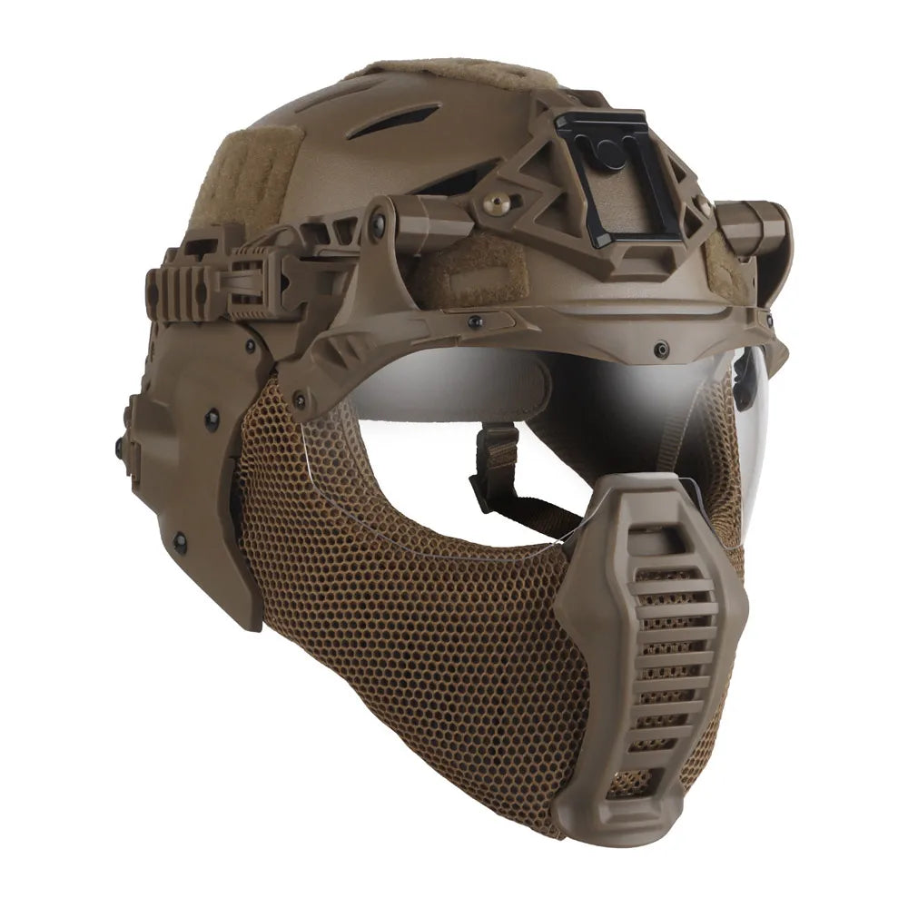 Tactical Full Protection Wendy 3.0 Helmet with Half Face Mask Mouthguard/Flip Goggles/Ear Cover Hunting Airsoft Training Gear