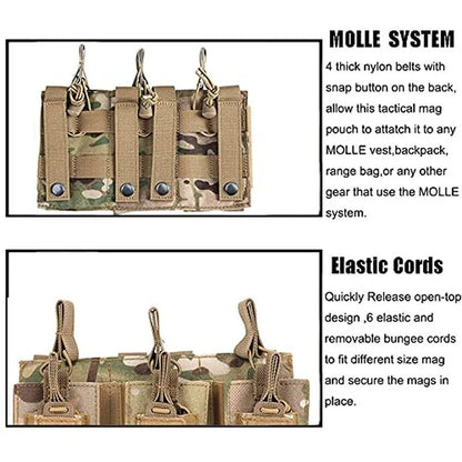 Triple Mag Pouch Open-Top Mag Pouches Magazine Pouches for M4 M16 AK Molle Backpack Hunting Gear