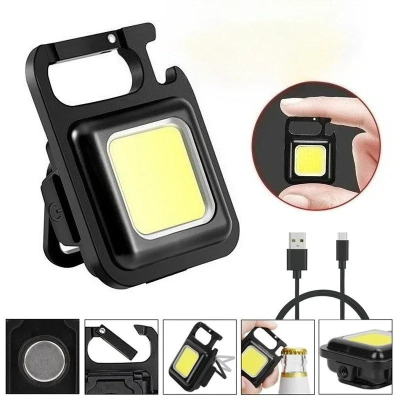 Mini Portable Keychain COB Work Lamp / USB 800 Lumens Work Light / Outdoor LED Emergency Flashlight With Corkscrew