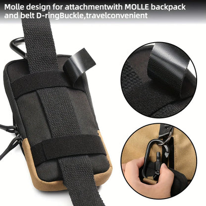 Black Outdoor Mountaineering and Hiking Multi-Functional Sports Waist Bag, Mobile Phone Bag, Outdoor Mountaineering Bag, 1 PC