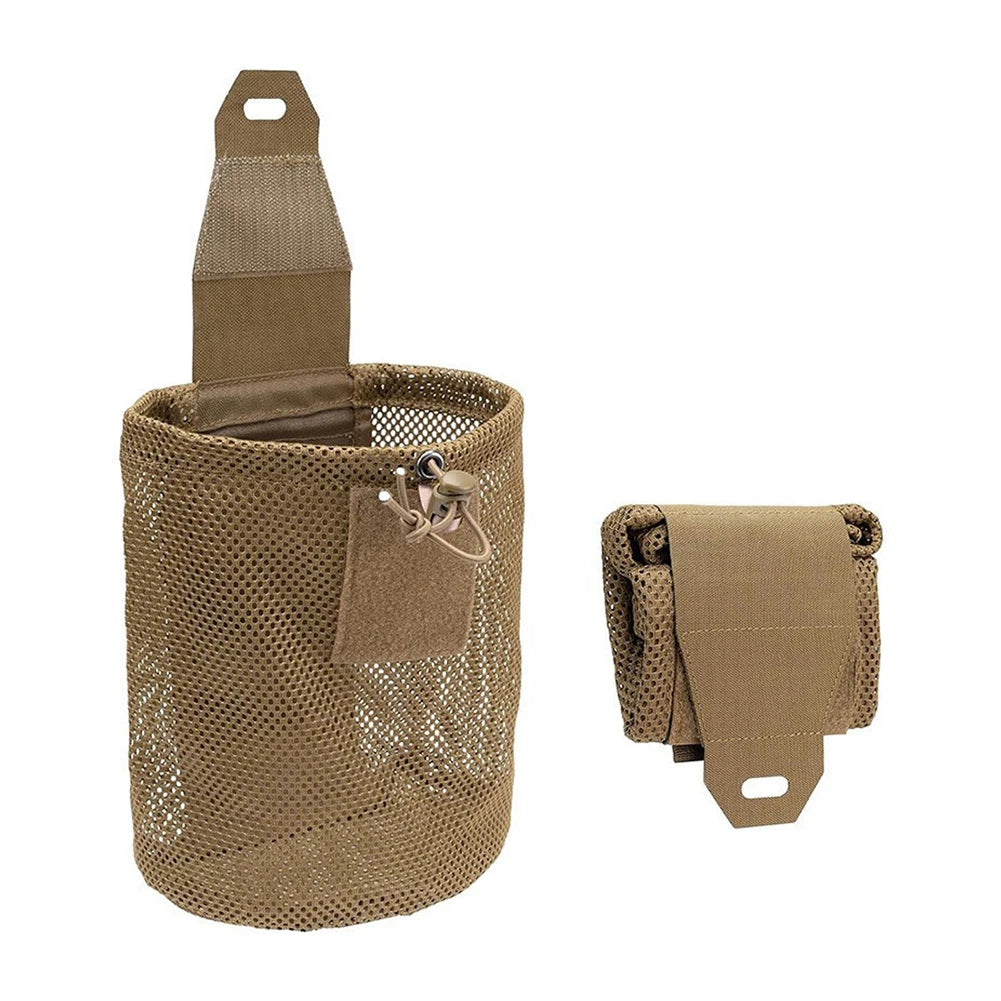 Tactical Molle Dump Pouch Outdoor Roll-Up Drawstring Magazine Utility Folding Waist Bag Mesh Foldable Sport Hunting EDC Pocket