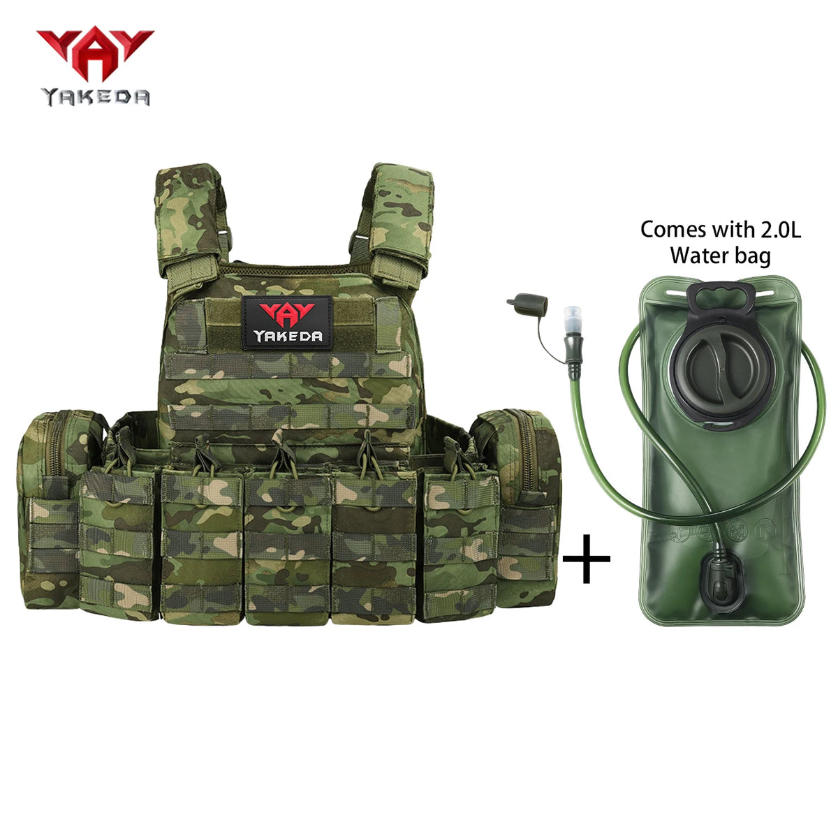 YAKEDAMOLLE Modular Hunting Tank Top, Comes with 2L Soft Water Bag, Adjustable Shoulder Strap with Multiple Device Bags